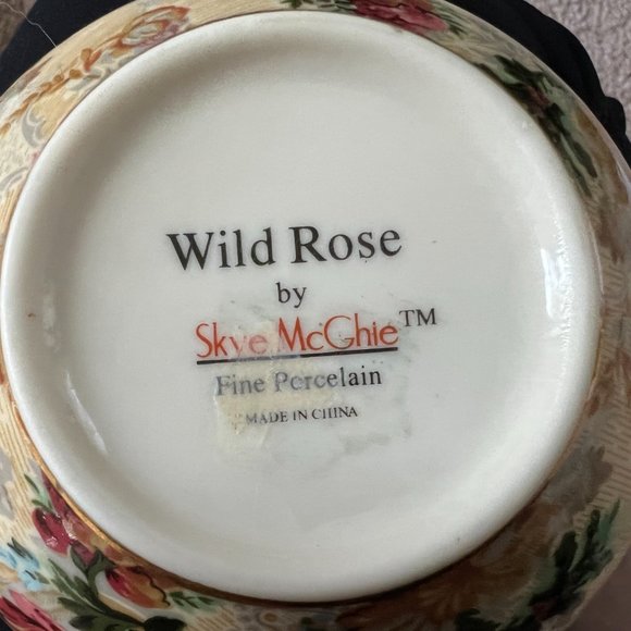 Skye McGhie Tea for One "Wild Rose" Chintz Porcelain 3pc Teapot and Teacup Set - Picture 3 of 3